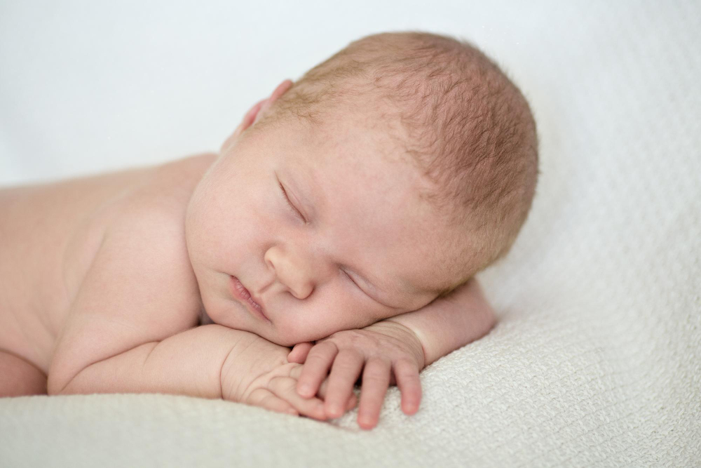 neonato con crosta lattea dorme